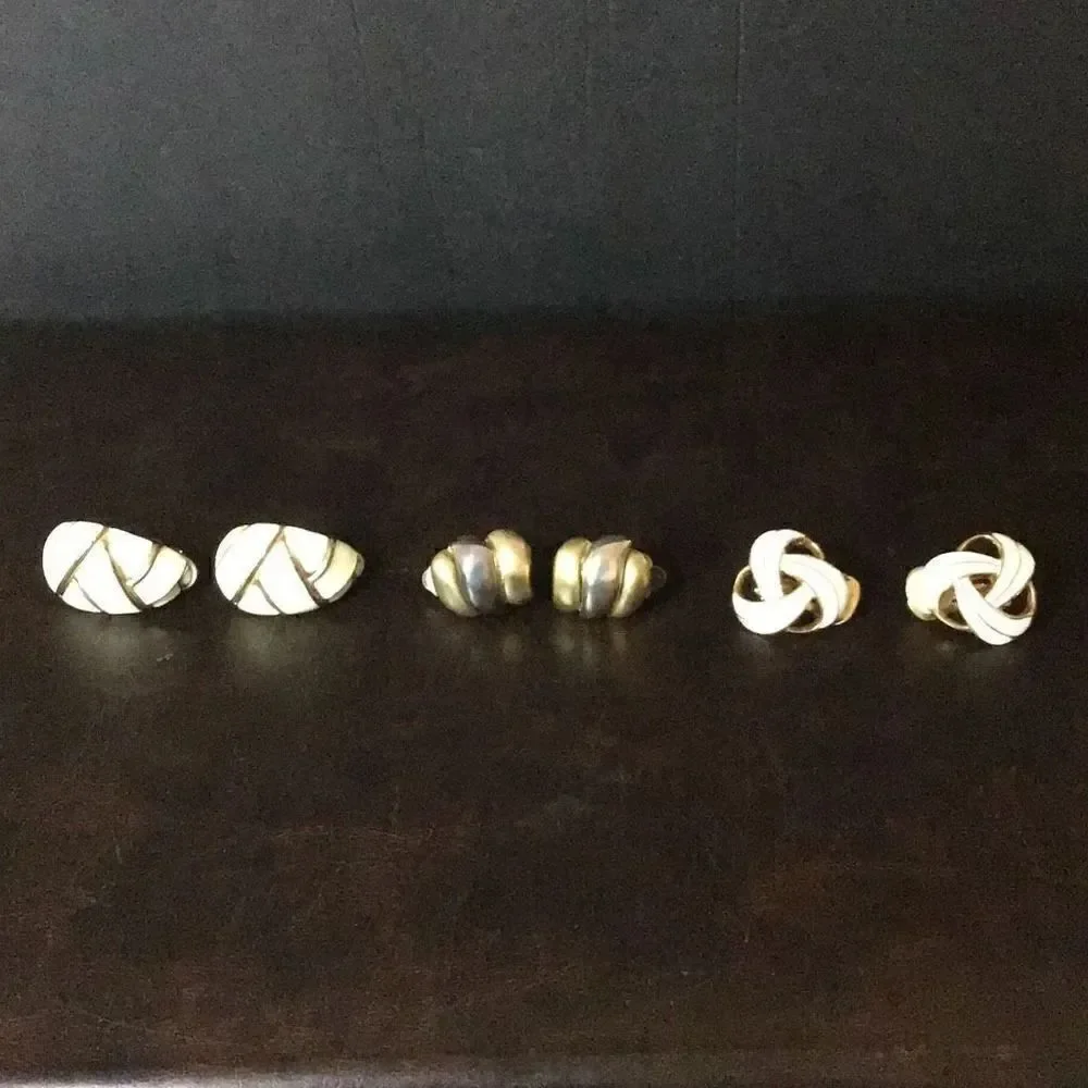 Earrings three pair of vintage clip on